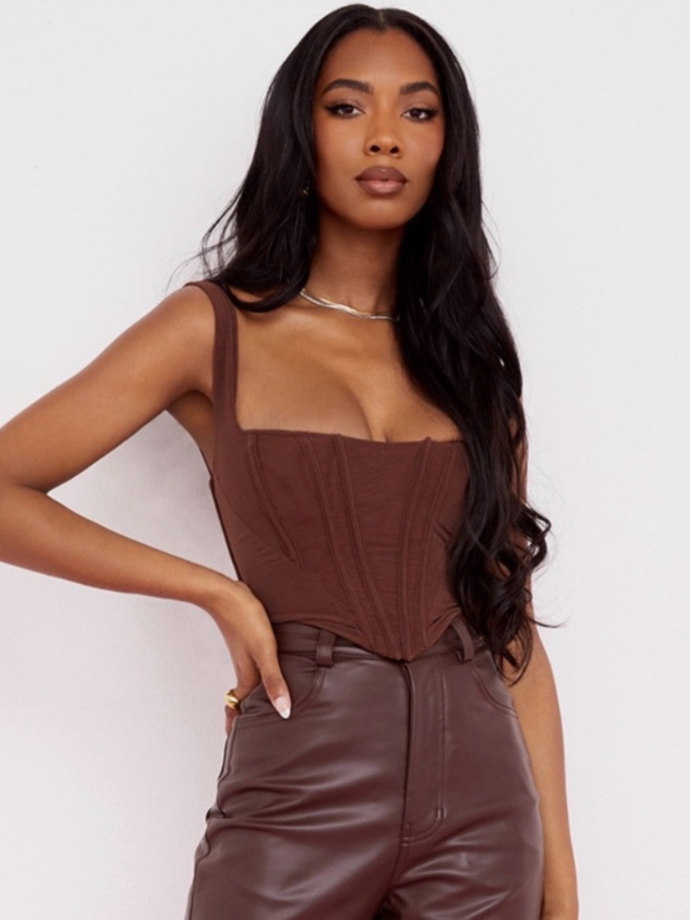 House of CB Ninetta Chocolate Mesh Corset Top 🤍